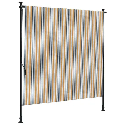 Image de vidaXL Store extérieur jaune et blanc 200x270 cm Tissu et acier
