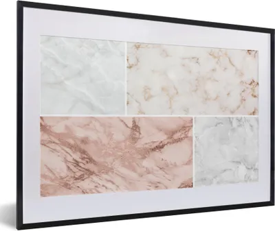 Produktbild von MuchoWow® Gerahmtes Poster Marmor - Rosa - Luxus 60x40 cm - Poster mit Schwarzem Bilderrahmen Wandposter Rahmen Foto Bilder - Schlafzimmer - Plakat in Rahmen - Drucken