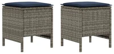Immagine prodotto di vidaXL Poggiapiedi da giardino, 2 pezzi, grigio e blu navy, 38 x 38 x 45 cm