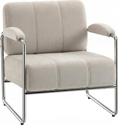 Produktbild von HOMCOM Sessel Loungesessel mit Armlehnen, Polstersessel mit breitem Sitz, Beige