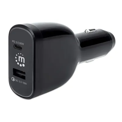 Immagine prodotto di Manhattan 102445 Manhattan 2Port PD KFZ-Ladegerät USB-C bis 60W USB-A bis 18W