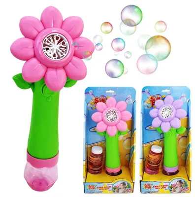 Produktbild von 2 Stück Seifenblasen Blume elektrischer Stab - ca. 27 cm