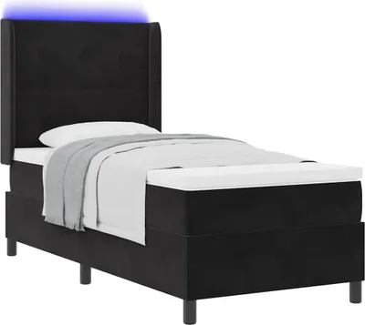 Obrázok produktu pre Posteľ s pružinovým rámom s matracmi Čierna 90 x 190 cm Zamat