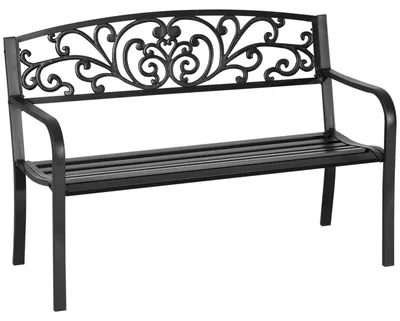 Produktbild von Schwarze Garten-/Terrassenbank aus Gusseisen und Stahl, 2 Sitze, 127 x 60 x 87 cm, max. Belastbarkeit 240 kg