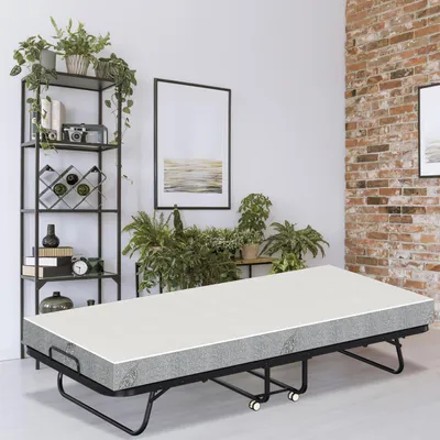 Produktbild von Eikuavons Faltbares Gästebett 90x200 cm mit 13 cm Schaumstoffmatratze, Metallrahmen, Rollen, bis 200 kg