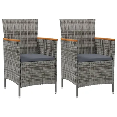 Produktbild von Garten-Essstühle 2 Stk. Poly Rattan Grau
