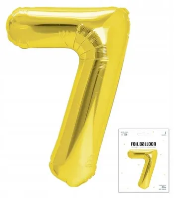 Zdjęcie produktu dla Balon Foliowy Cyfrą Cyferka 7 Złota Na Impreze Urodzinową Przyjęcie 40Cm