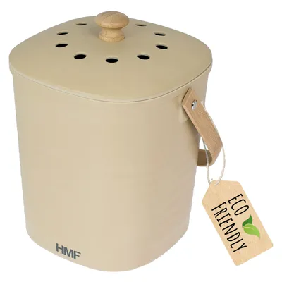 Produktbild von Biomülleimer mit Deckel, nachhaltig, geruchsdicht, HMF 3780, 6L, Beige