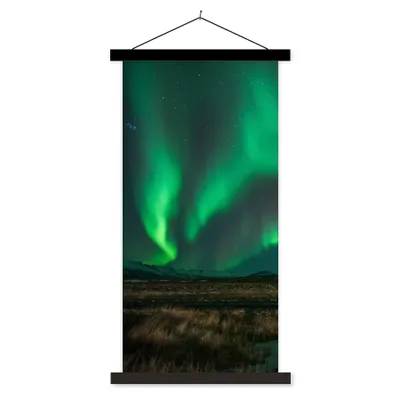 Produktbild von MuchoWow® Textilposter Nordlichter - Natur - Island 60x120 cm mit schwarzem Rahmen - Magnete