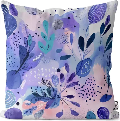 Produktbild von VOID Illustration Blumen Lila Pflanzen Kissenbezug Kissenhülle dekoration wasserfest Outdoor Garten Kissen bezug deko