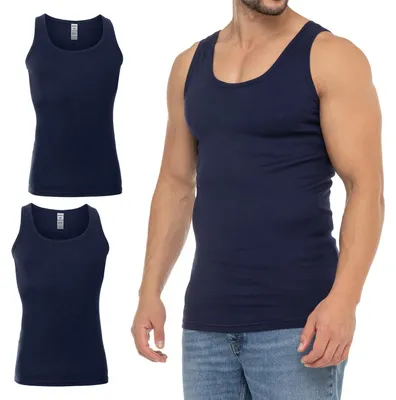 Produktbild von Celodoro Herren Business Tank Top (2er Pack) Achselhemd aus Baumwolle - Navy M
