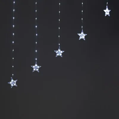 Produktbild von ACA Weihnachtsbeleuchtung, 222 LED-Sternenvorhang, klar, inkl. Netzteil, erweiterbar auf max. 3 Sets à 3 x 1,2 m, 8 Programme, Schutzart IP20, 3 m Netzteil, X042222210