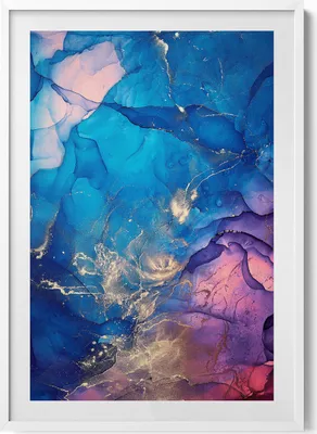 Produktbild von Abstraktes Glasmalereifenster– Wandbild mit Rahmen – Gerahmtes Bild  – Wanddekoration – 70x100 cm –  Weiß Rahmen