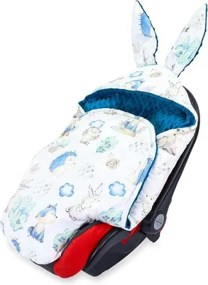 Immagine prodotto di Copertina per seggiolino auto 80x87 cm in Minky blu e cotone invernale