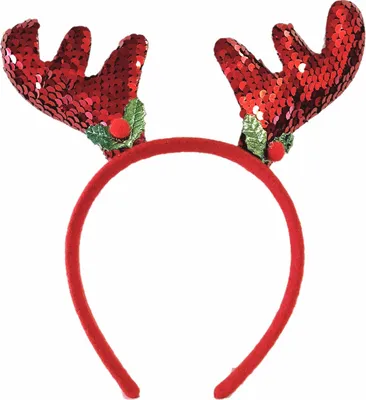 Produktbild von Rentier Haarreif Stirnband Weihnachten Haarschmuck Bling Kopfschmuck Haardeko Rot