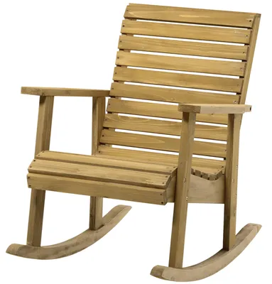 Produktbild von Outsunny Schaukelstuhl Schwingsessel mit Armlehne Gartenstuhl für Balkon Holz