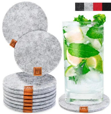 Produktbild von Glasuntersetzer mit Lederlabel 10er-Set