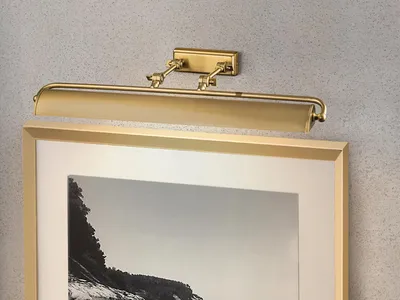 Produktbild von Große LED Bilderleuchte in Altmessing, verstellbare Spiegelleuchte Breite 70cm