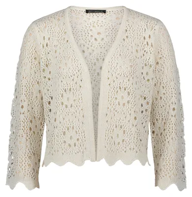 Produktbild von Betty Barclay Sommer Strickjacke, V-Ausschnitt, Ajourmuster, 3/4 Arm, 50 cm Länge