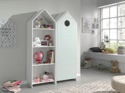 Produktbild von Kleiderschrank >CASAMI< in Korpus Weiß / Front Mint - 115,2x171,3x37 (BxHxT)