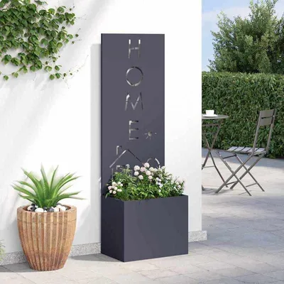Obrázek produktu pro Květináč 50x140 cm, antracitová barva, kov, odolný, vhodný pro terasu a zahradu
