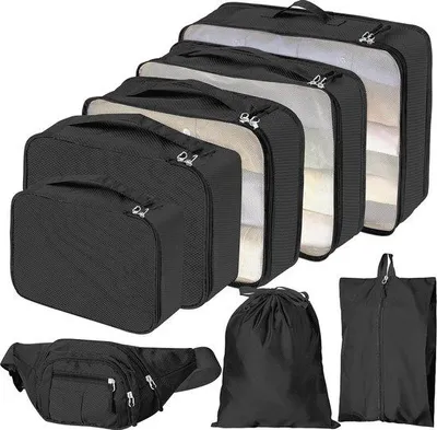Productafbeelding van Famanu Kofferorganizer Set, zwart - Reisaccessoires voor koffers