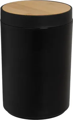 Produktbild von HowHomely | Abfalleimer - Abfallbehälter mit Bambusdeckel - schwarz - 5 l - Mülleimer