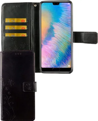 Produktbild von Huawei P20 Handy Hülle Schutz-Tasche Cover Flip-Case Kartenfach Schwarz