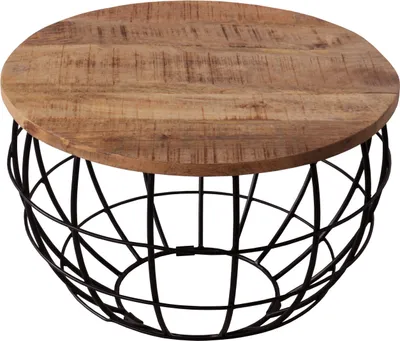 Produktbild von Couchtisch nachhaltig rund Wohnzimmer Massivholz London 55cm tabacco