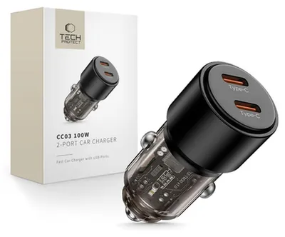 Obrázok produktu pre Tech-Protect Cc03 2-portová nabíjačka do auta Pd100W čierna