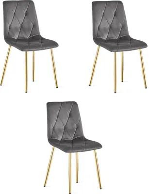Image de Chaise LIBRA - velours gris foncé / pieds dorés x 3