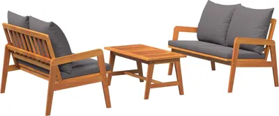 Produktbild von Bistrogarnitur mit Kissen 3 pcs Braun Massivholz Akazie