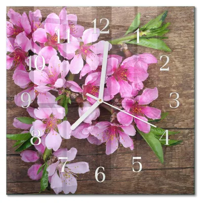 Produktbild von Tulup Glasuhr Wanduhr Küchenuhr Echt-Glas 30x30 cm Modern Dekorativ Geräuschlos Weiße Zeiger - Blumen