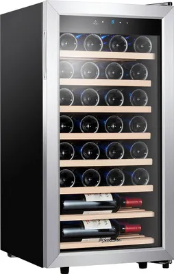 Produktbild von Kalamera Weinkühlschrank, 28 Flaschen 86 Liter, Touch-Bedienfeld, Edelstahlrahmen glastür, KRC-86FCSS-W