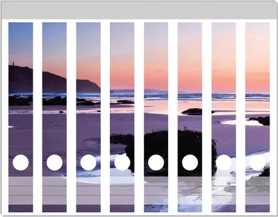 Produktbild von Wallario Ordnerrücken Sticker, selbstklebend für schmale Ordner, 8 Stück, Motiv Sonnenuntergang am einsamen Strand