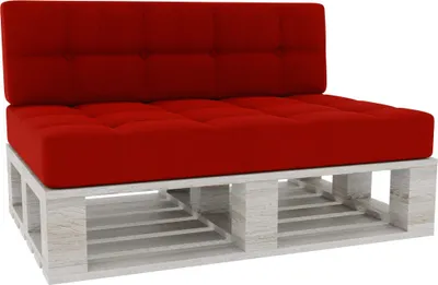 Produktbild von Palettenkissen, Palettenauflagen Sitzkissen Rückenlehne Gesteppt PFG (Set (Sitzkissen 120x80 +Rückenlehne 120x40), Rot)