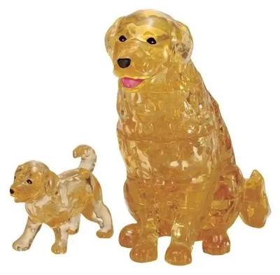 Productafbeelding van 3D Kristallen Puzzel van een Hond - Kunstwerk bestaande uit 44 onderdelen