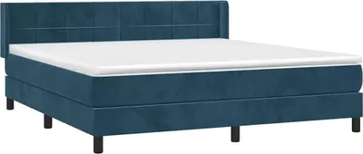 Produktbild von vidaXL Boxspringbett mit Matratze Dunkelblau 160x200 cm Samt