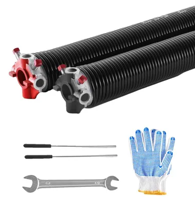 Produktbild von VEVOR Garagentor Torsionsfedern, Paar von 0,234 x 2 x 28 Zoll, 16000 Zyklen, elektrophoretisch schwarz beschichtet für den Austausch, Garagentorfedern mit rutschfesten Wickelstangen, Handschuhen und Montageschlüssel, 0.218x2x26 Zoll