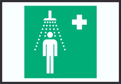 Produktbild von Notdusche Symbol Schild A4 Rückseite selbstklebend
