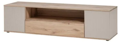 Image de Meuble TV ERINA – 2 portes et 1 tiroir – Chêne clair et beige – 160 cm