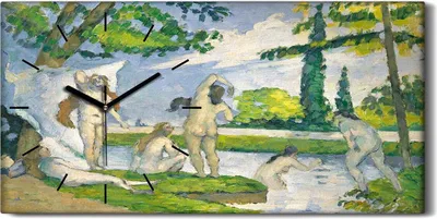 Produktbild von Wanduhr Bürouhr Leinwand Bild Geräuschlos Kunstdruck 60x30 Badende - schwarze Hände