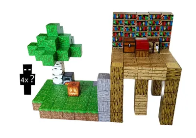 Produktbild von Magnetisches Minecraft Bauset Bibliothek und magischer Baum 132 Teile