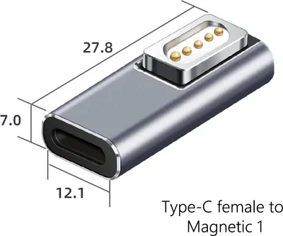 Produktbild von Aluminiumlegierung magnetische Usb C Adapter 5521 weiblich Typ Schnell Laden Kompatibel für Macbook Computer typec to magsafe1