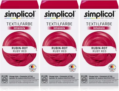 Produktbild von Simplicol Textilfarbe intensiv Rubin-Rot - Einfaches Färben (3er Pack)