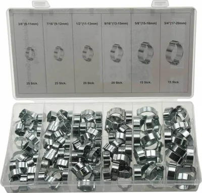 Produktbild von 125 x Universal 2 Ohr Schlauchschellen / Leitungsschelle Schlauchklemmen 8-20 mm