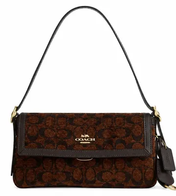 Obrázek produktu pro Dámská kabelka Coach Etta Small Flap, materiál: signaturní chenille, barva: truflově hnědá