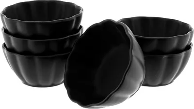Zdjęcie produktu dla Zestaw 6 porcelanowych miseczek na muffinki - Lotus Design Black