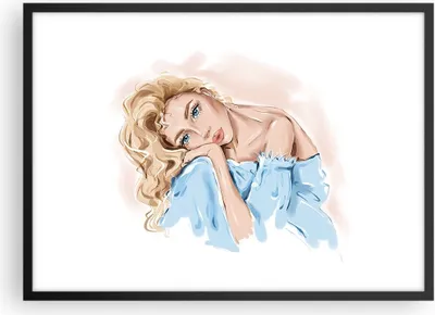 Produktbild von Gerahmtes Poster - Schwarzer Rahmen - Nachdenklich Frau Blond - 70x50 cm - Wand Bild - Wanddeko - Wandbilder - Kunstposter - Wandposter - Bilderrahmen - Bilder - Kunstdruck - P2BAA70x50-5083