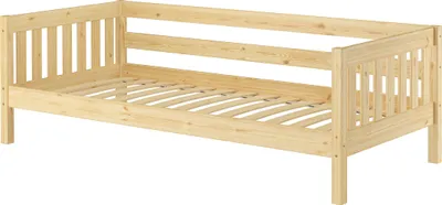 Produktbild von Gemütliches Kinderbett mit dreiseitiger Sicherung 90x200 cm Kiefer V-60.29-09Federleisten